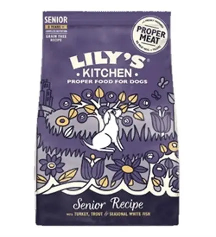 LILY'S KITCHEN ADULT 8+ SENIOR RECIPE TURKEY, TROUT AND SEASONAL WHITE FISH DRY DOG FOOD LILY'S KITCHEN