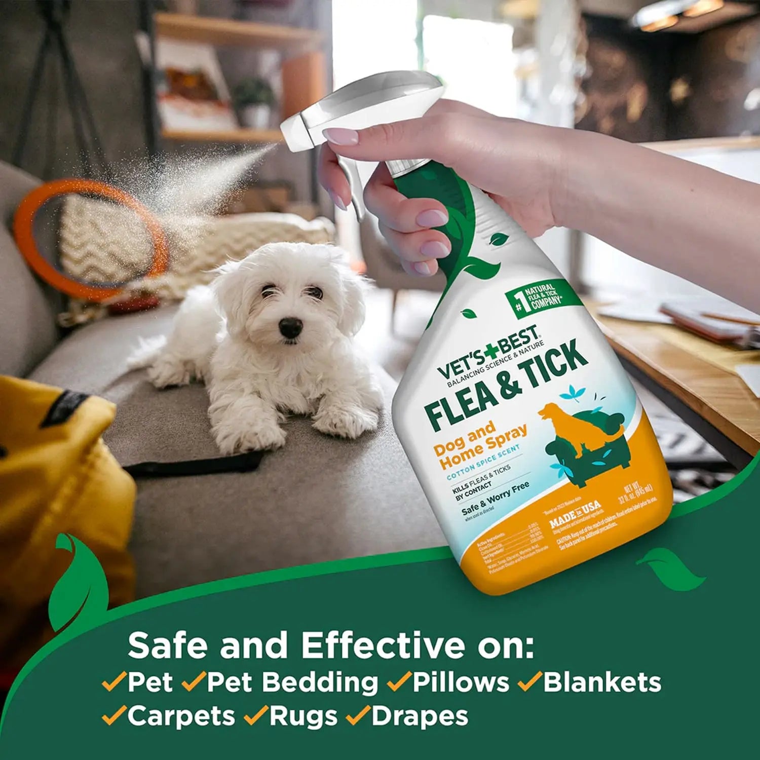 VET'S BEST FLEA AND TICK DOG AND HOME TREATMENT SPRAY 32OZ VET'S BEST