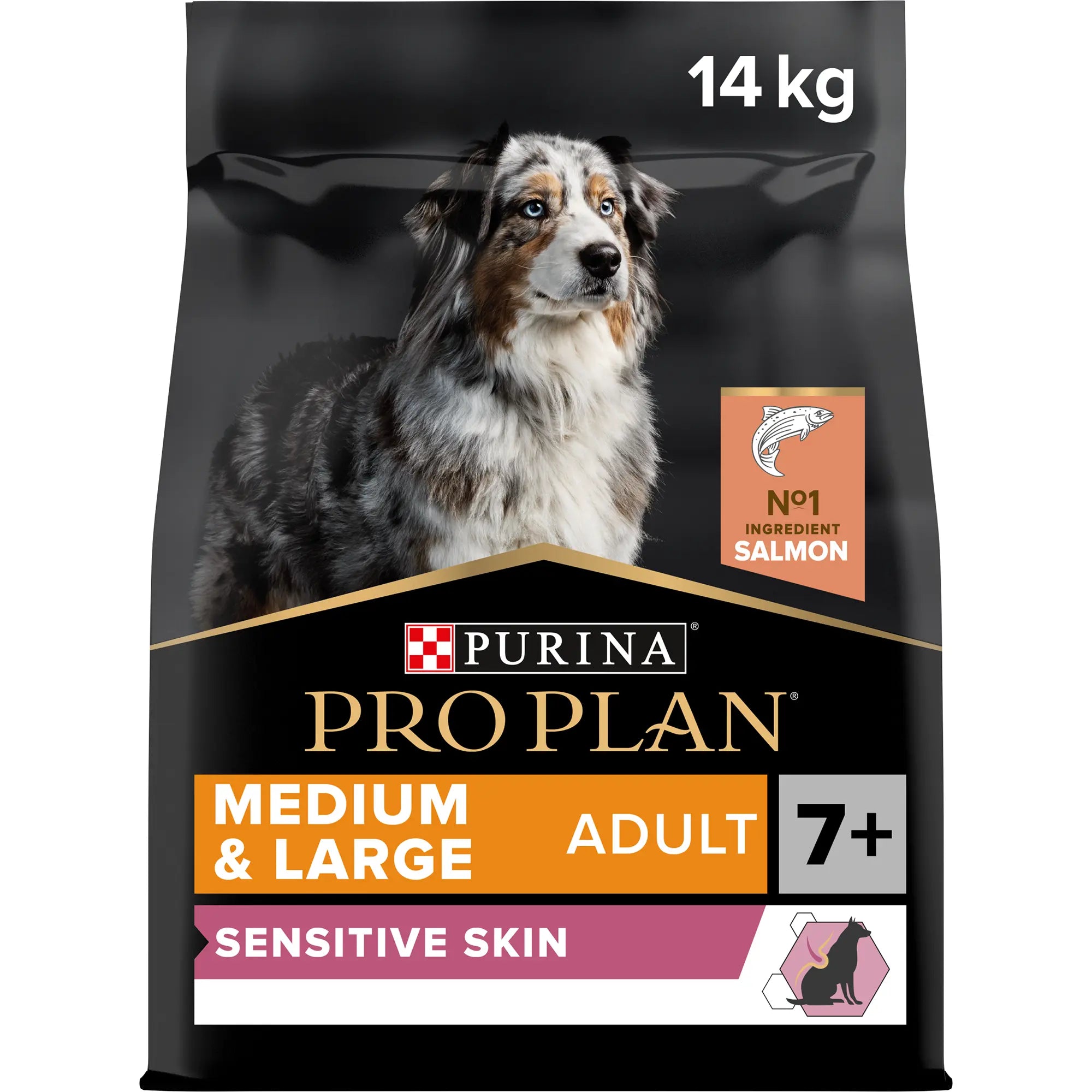 PURINA® PRO PLAN® MEDIUM & LARGE ADULT 7+ AGE SENSITIVE SKIN, RICH IN SALMON DRY DOG FOOD PetFit.ae