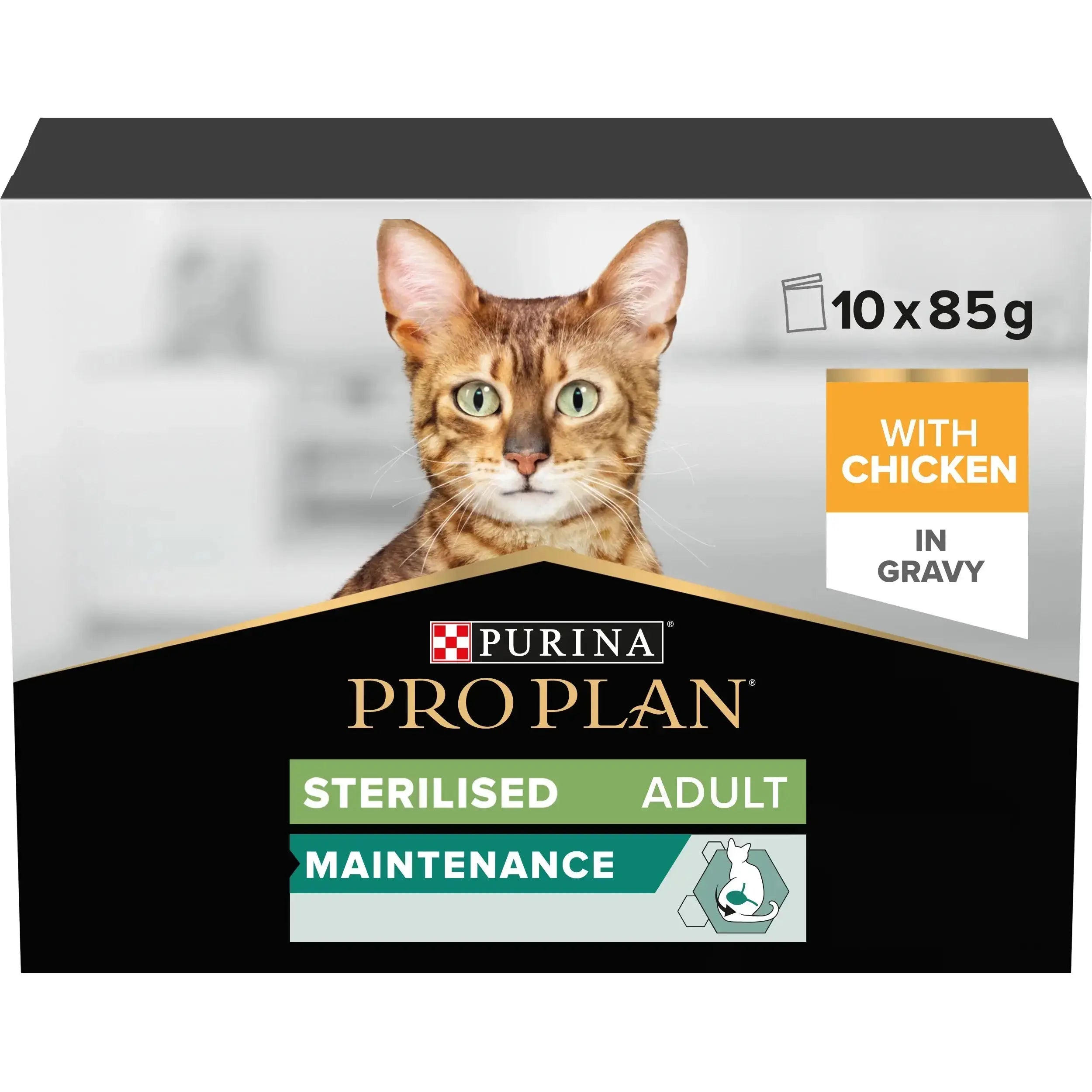 PRO PLAN STERILISED WET CAT FOOD IN GRAVY MULTIPACK 10X85G Purina Pro Plan