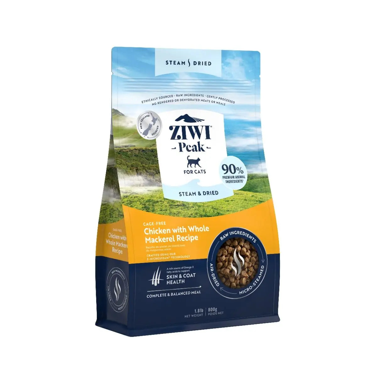 ZIWI PEAK STEAM & DRIED CAGE-FREE CHICKEN WITH WHOLE MACKAREL RECIPE DRY CAT FOOD Petszapp