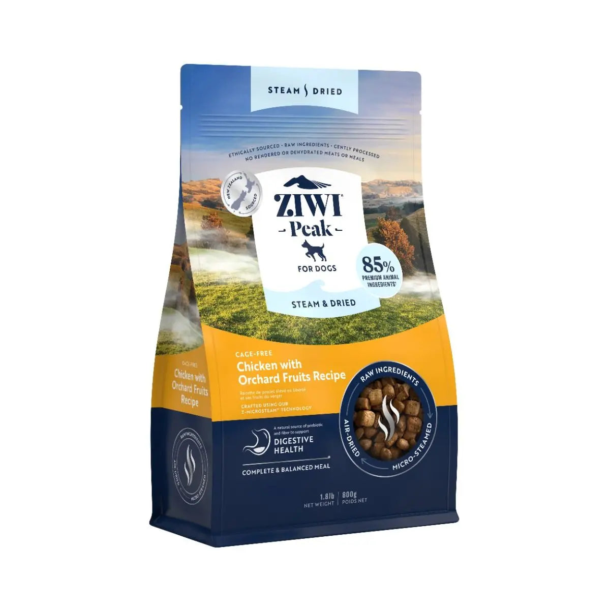 ZIWI PEAK STEAM & DRIED CAGE-FREE CHICKEN WITH ORCHARD FRUITS RECIPE DRY DOG FOOD ZIWI PEAK