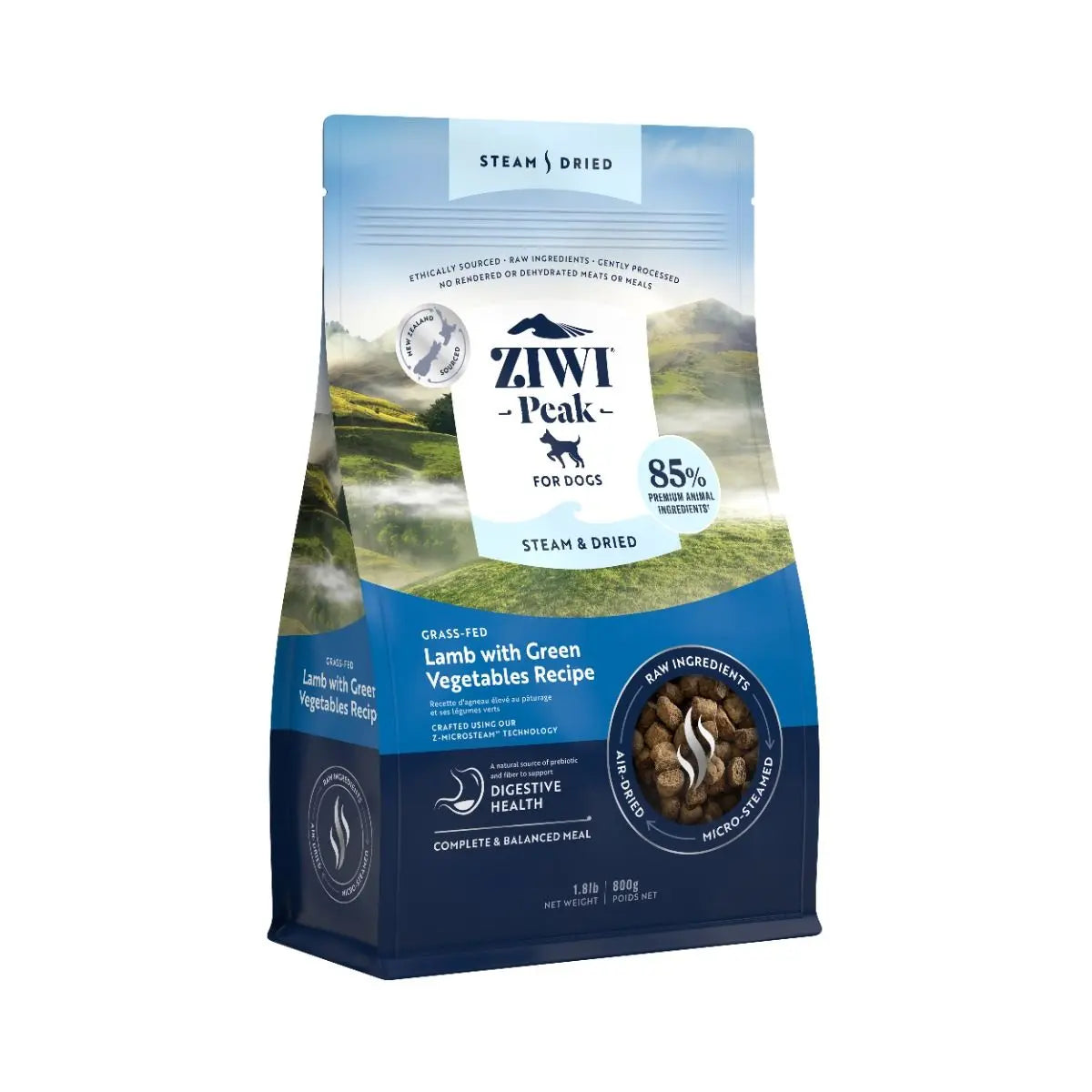 ZIWI PEAK STEAM & DRIED GRASS-FED LAMB WITH GREEN VEGETABLES RECIPE DRY DOG FOOD ZIWI PEAK