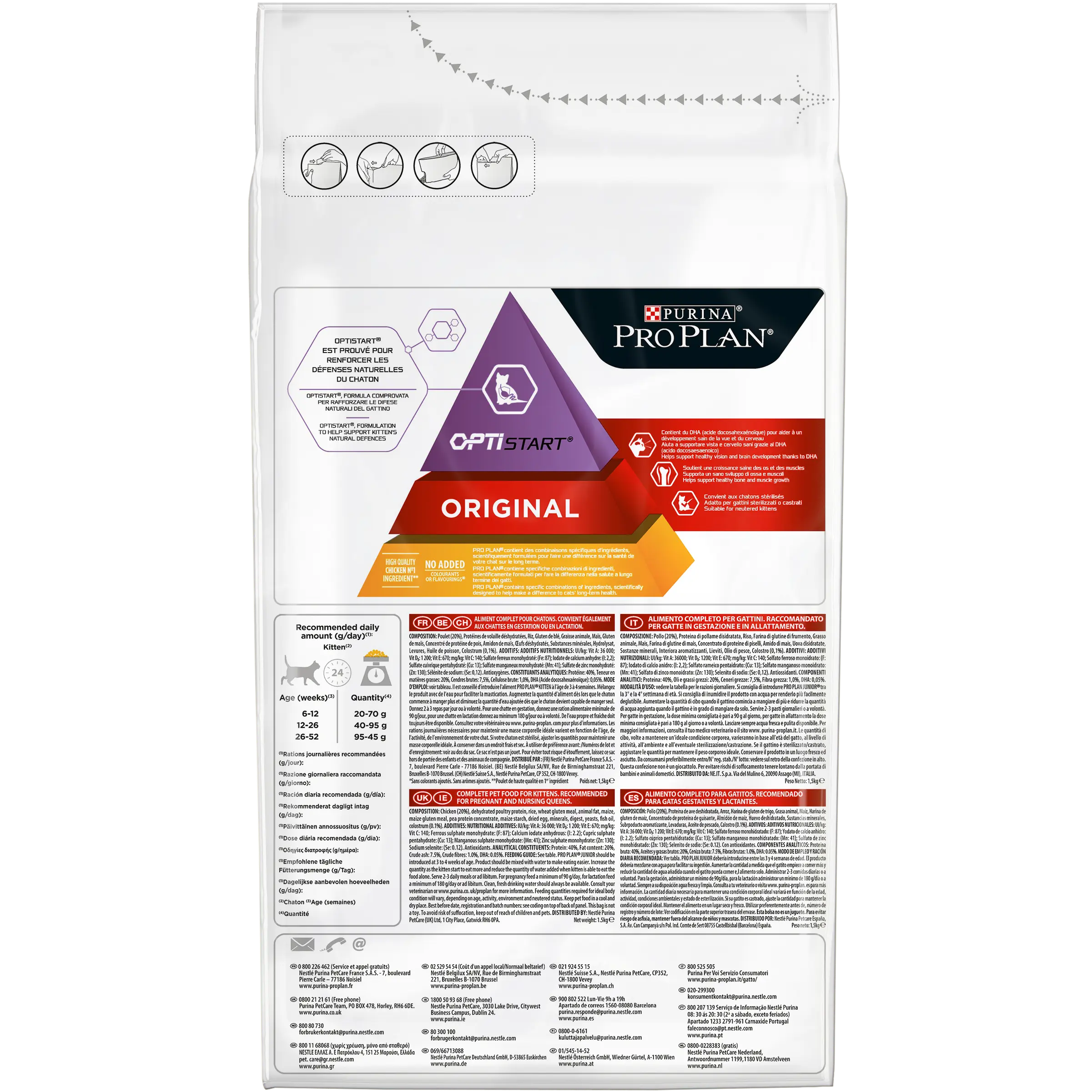 PURINA® PRO PLAN® ORIGINAL KITTEN 1-12 MONTHS HEALTHY START, RICH IN CHICKEN DRY CAT FOOD 1.5 KG PetFit.ae